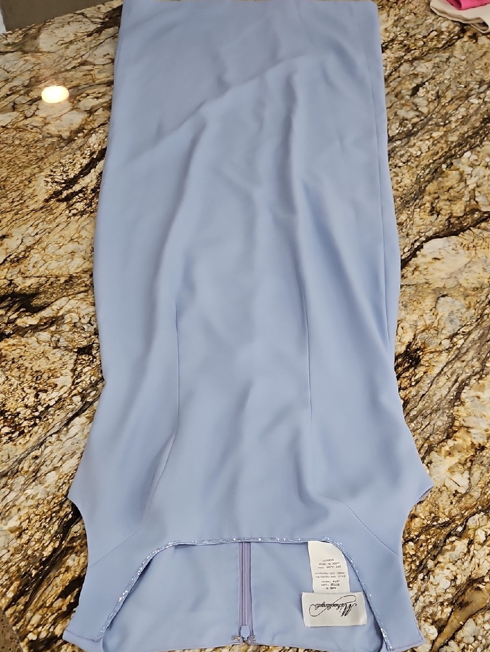 Michael Angelo Pastel Blue Fitted Brides Maid Dress with Back Zipper. Size 8
